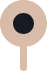 A light brown pin icon that has a black dot in the middle.