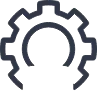 A black outline of a cog.